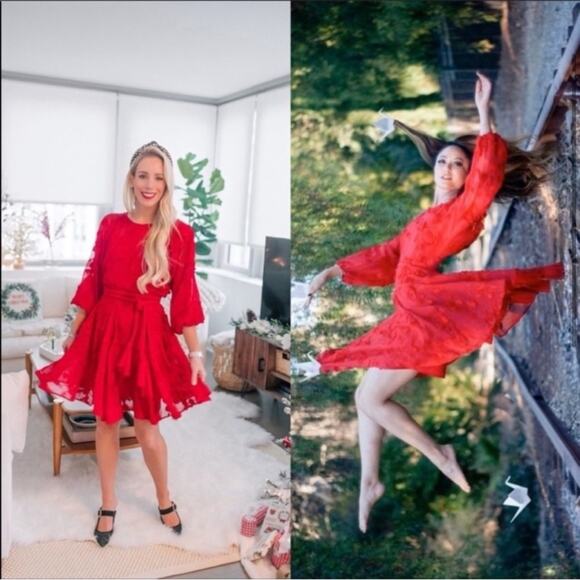 Anthropologie Mare Mare Amal Textured Red Swing Mini Dress - Picture 4 of 10